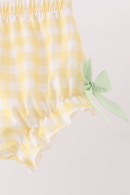 Green Princess Frog Embroidery Ruffle Bloomer Set
