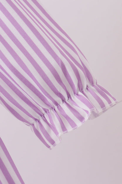 Purple Stripe Frozen Embroidery Dress