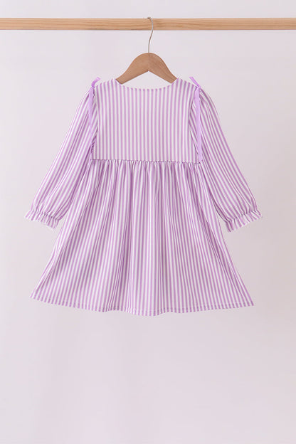 Purple Stripe Frozen Embroidery Dress