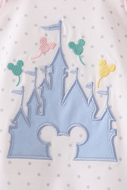 Pink Castle Applique Ruffle Bubble