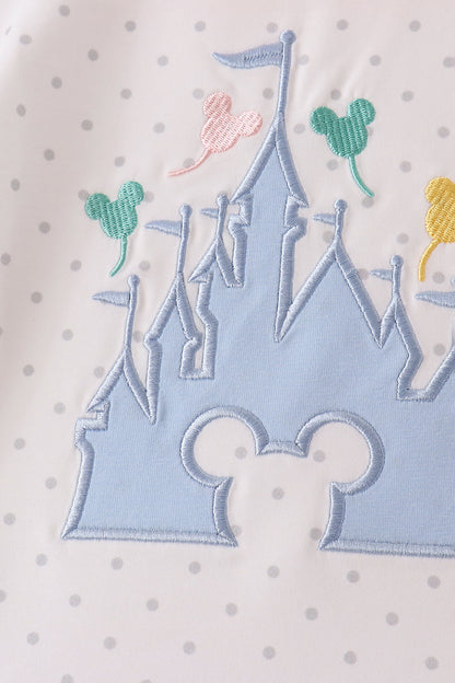Pink Castle Applique Ruffle Skorts Set