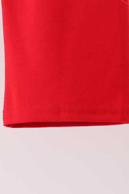 Red Character Embroidery Gingham Pants Set
