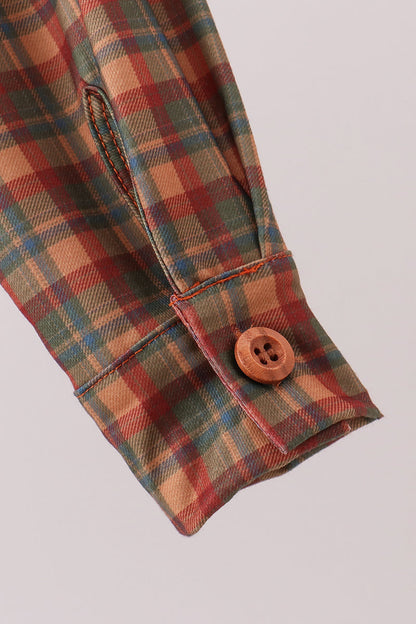 Brown Nativity Embroidery Button Down Shirt