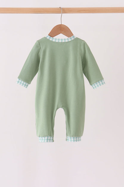 Sage Christmas Embroidery Romper