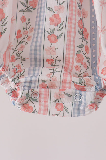 Pink Floral Puppy Embroidery Bow Bubble