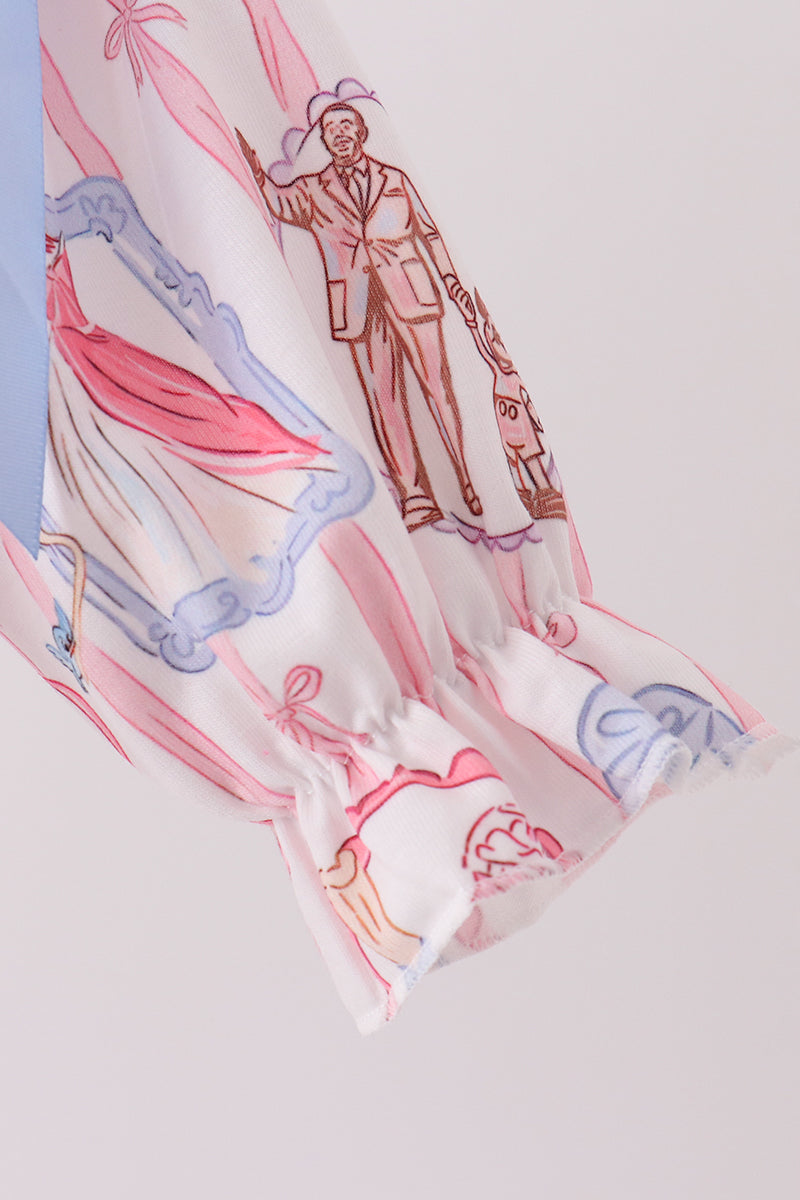 Pink Character Bow Embroidery Bubble