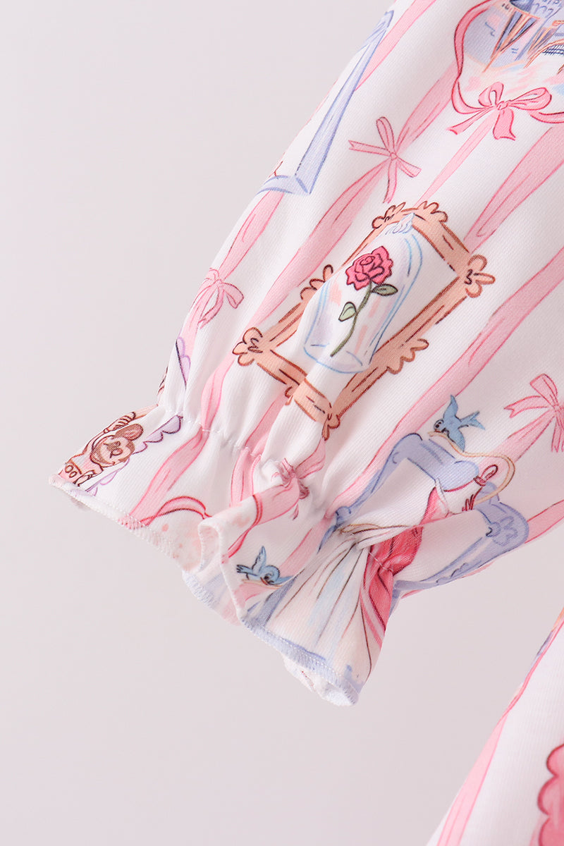 Pink Character Bow Embroidery Dress