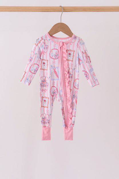 Pink Character Ruffle Bamboo Romper