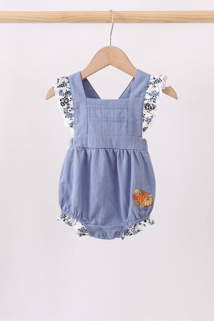 Blue pumpkin embroidery lace ruffle bubble