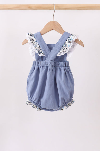 Blue pumpkin embroidery lace ruffle bubble