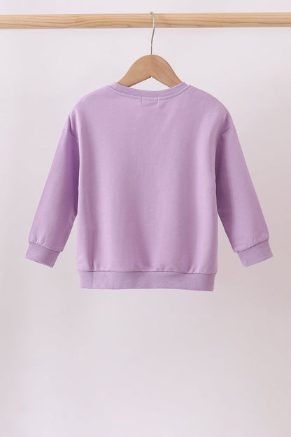 Purple Floral Bow Embroidery Top
