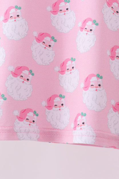 Pink santa claus bamboo pajama set