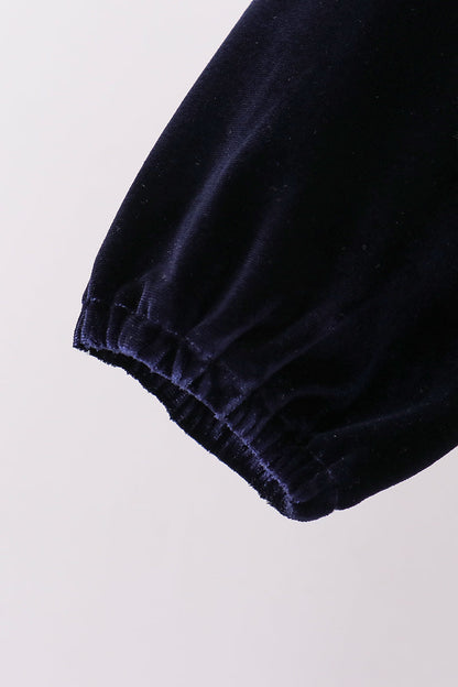 Navy christmas tree embroidery dress