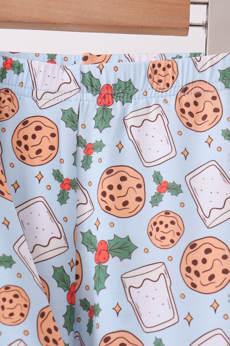 Blue milk cookie holly bamboo pajama set
