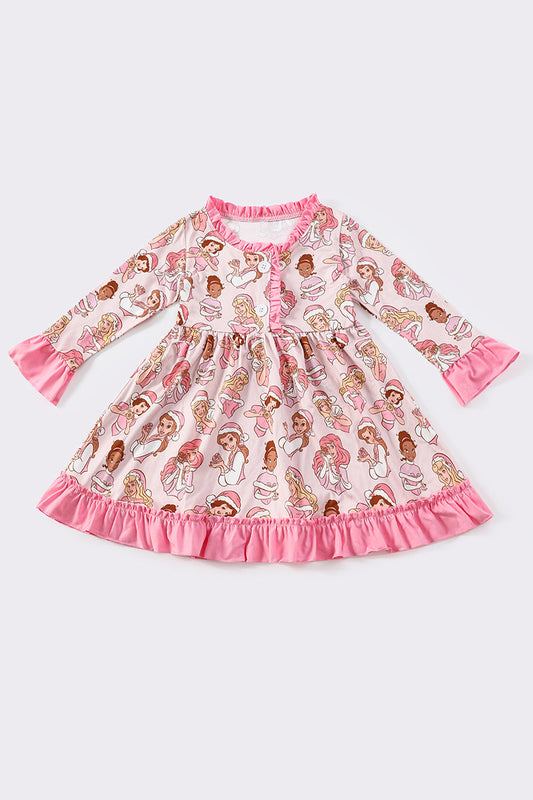 Pink princess christmas girl dress