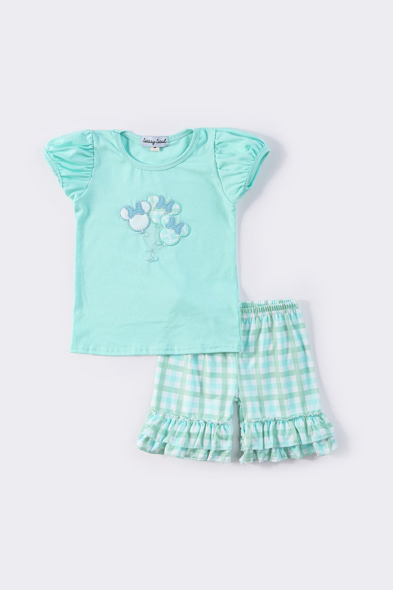 Mint character applique girl set