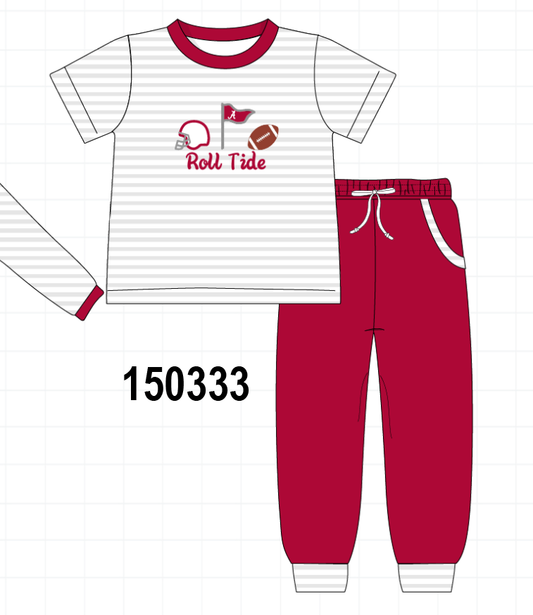 Red Alabama Roll Tide Embroidery Pants Set